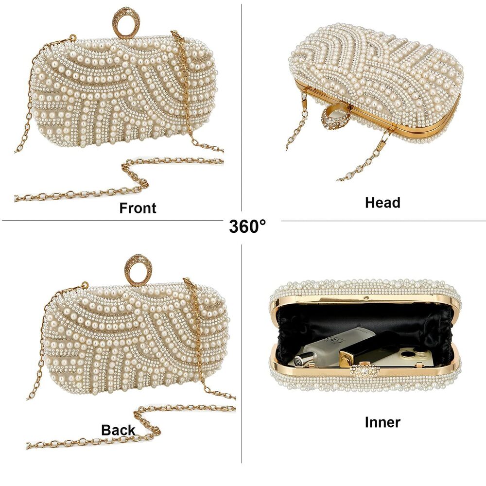 8848 Pearl Clutch Purses Party Wallet Handbag Evening Clutch Bag - Elegant - Picture 4 of 6